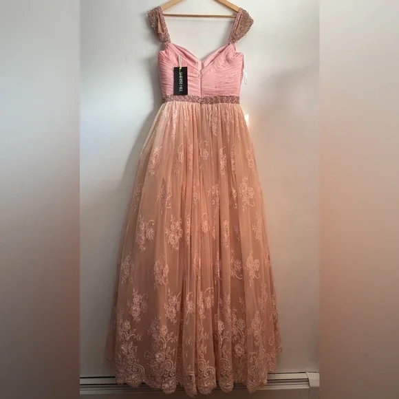Sherri Hill Blush Pink /Orange Beaded Ballgown Size 10